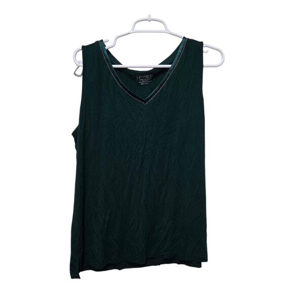 Chico’s Travelers V-Neck Sleeveless Top Metallic Trim Size XL - Picture 1 of 8